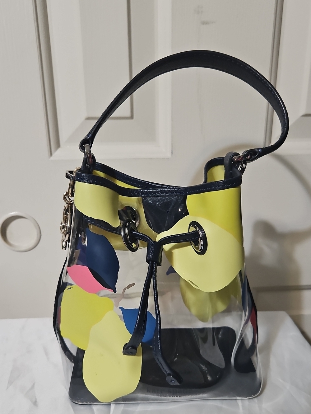 Kate Spade Clear PVC Lemon Bucket Mini Bag, Kate Charm